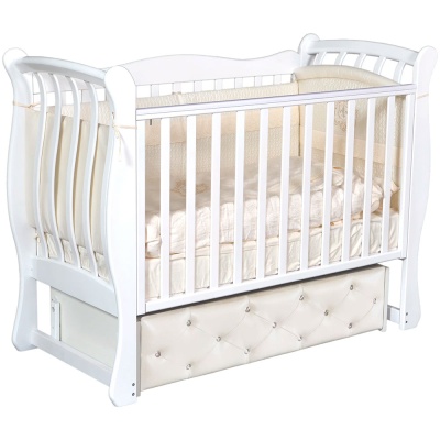 Детская кроватка-маятник с мягким фасадом Антел Luiza 3 белый